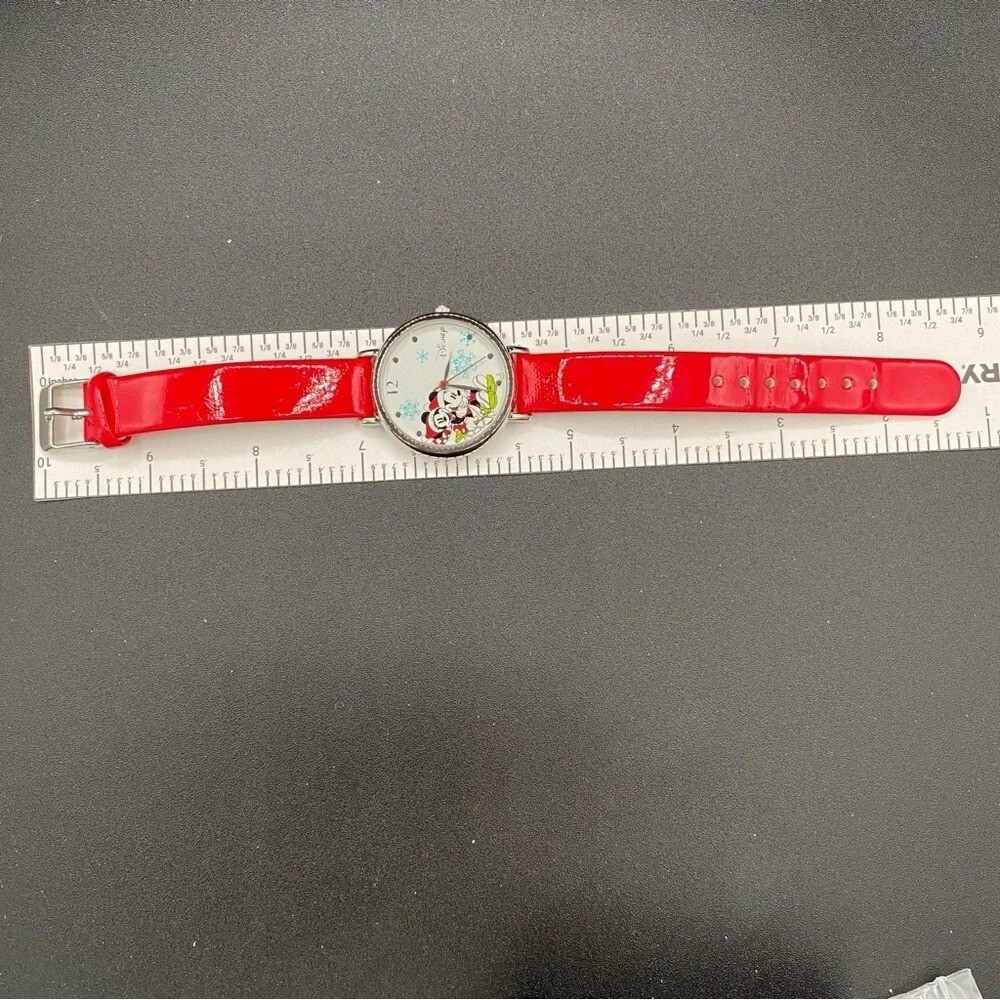 Disney Mickey Mouse Christmas Winter Watch with Patent Leather Strap - Working - Picture 6 of 11